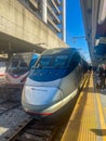 Vertical of AmtrakÃ¢â¬â¢s Acela Express unloading passengers at Union Station. ItÃ¢â¬â¢s Amtrak\'s